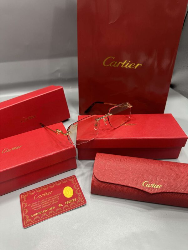 Cartier Signature C Sunglasses Gold / Pink Lens