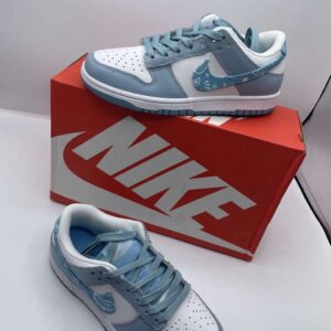 Nike Dunk Low Custom “Powder Blue Monogram Swoosh”