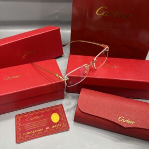 Lunettes Cartier Rimless Cuirs/Leather Or
