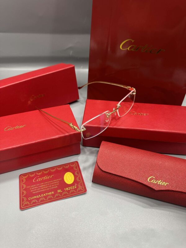 Lunettes Cartier Rimless Cuirs/Leather Or